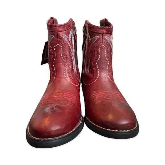 Ariat Billie Retro Red Leather Western Ankle Boots Zip Womens Size 7 B NWOB - Picture 4 of 10